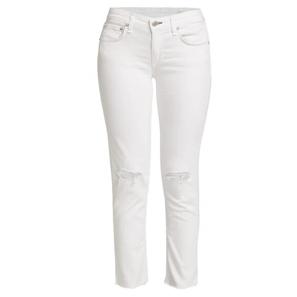 RAG & BONE Capri white distressed low rise ankle jeans size 30 NWT